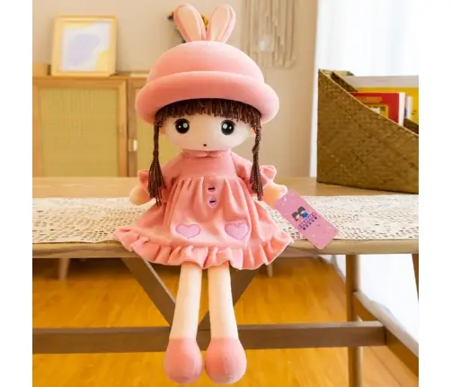Rag Doll Soft Plush Pink Dress With Ruffles 45cm