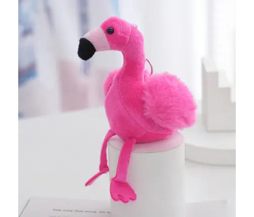 Flamingo Plush Keychain Fluffy Decoration Pink 12cm