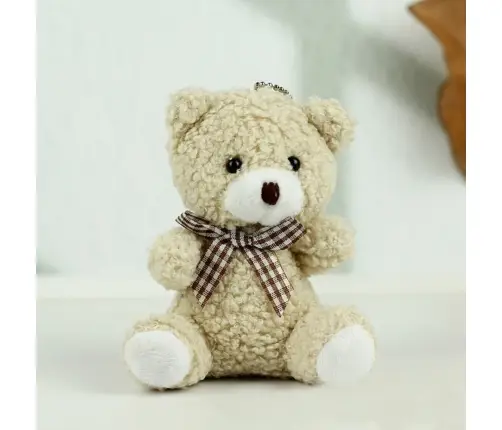 Teddy Bear Plush Keychain Pendant Decoration Beige 8cm