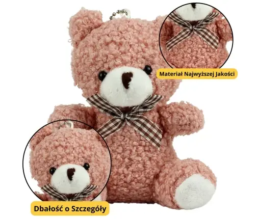 Teddy Bear Plush Keychain Pendant Decoration Pink 8cm