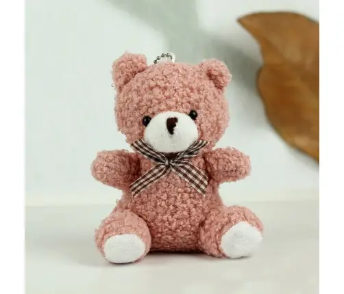 Teddy Bear Plush Keychain Pendant Decoration Pink 8cm