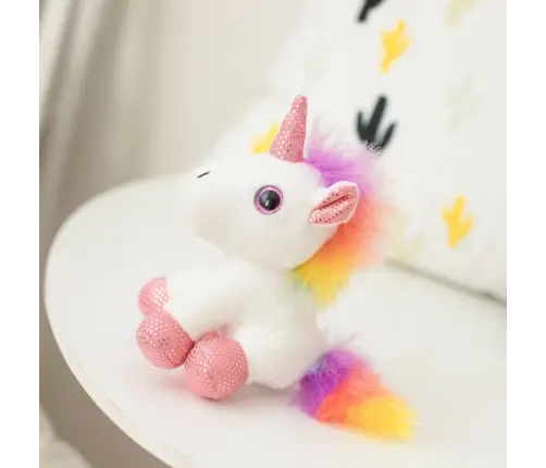 Plush Unicorn Keychain Metal Ring White 12cm