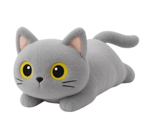 Plush Mascot Cuddly Toy Cat Gray Big Eyes 45cm