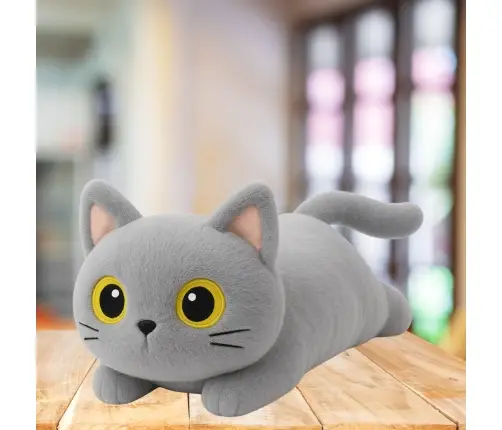 Plush Mascot Cuddly Toy Cat Gray Big Eyes 45cm