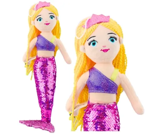 Plush Mermaid Cuddly Toy Tail Sequin Purple 48cm