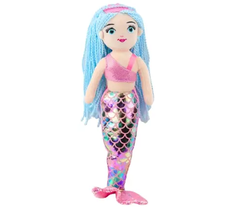 Plush Mermaid Cuddly Toy Holographic Tail Pink-Blue 48cm