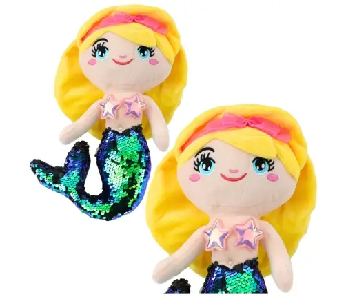 Plush Mermaid Cuddly Toy Tail Sequins Green 30cm