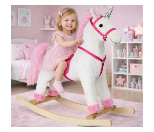 Running Horse Unicorn White Sounds Moves Snout Tail 74 cm