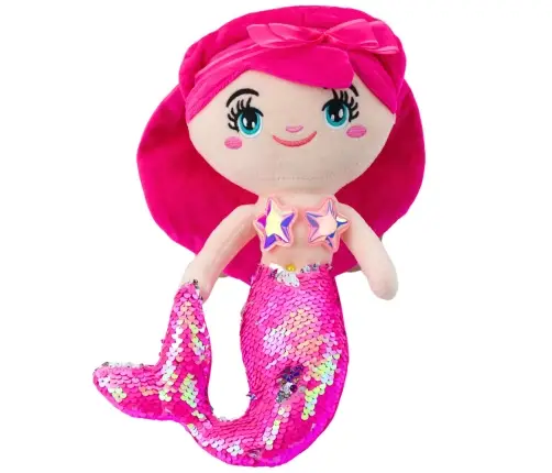 Plush Mermaid Cuddly Toy Tail Sequins Pink 30cm