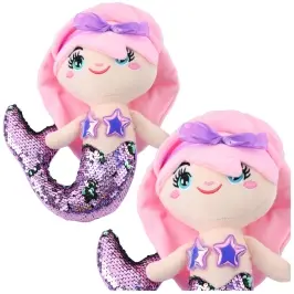 Plush Mermaid Cuddly Toy Tail Sequins Two-Color Purple 28cm Plush Mermaid Cuddly Toy Tail Sequins Two-Color Purple 28cm