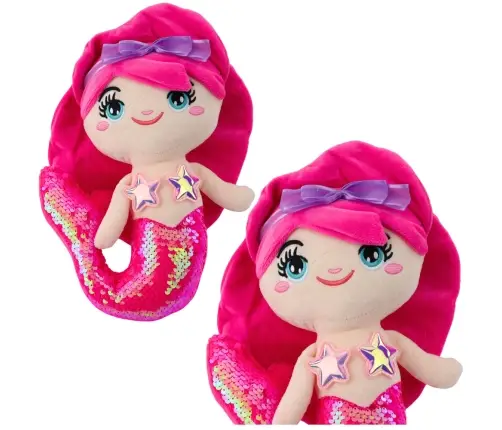 Plush Mermaid Cuddly Toy Tail Sequins Intense Pink 28cm
