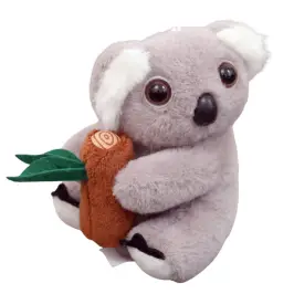 Plush Koala Keychain with Branch Gray Carabiner Gold 12cm