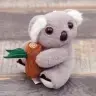 Plush Koala Keychain with Branch Gray Carabiner Gold 12cm