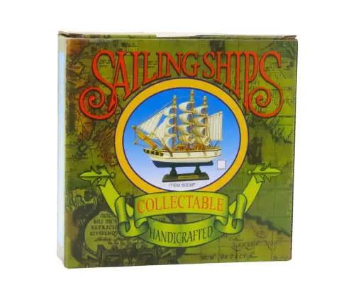 Collectible Model Decorative Sailing Ship White and Blue 16x15cm