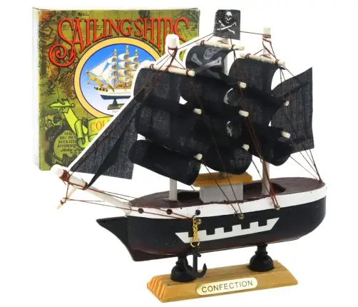 Collectible Model Decorative Pirate Sailing Ship Black 16x15cm