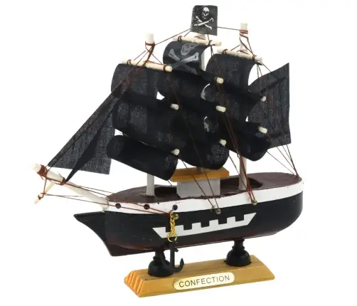 Collectible Model Decorative Pirate Sailing Ship Black 16x15cm