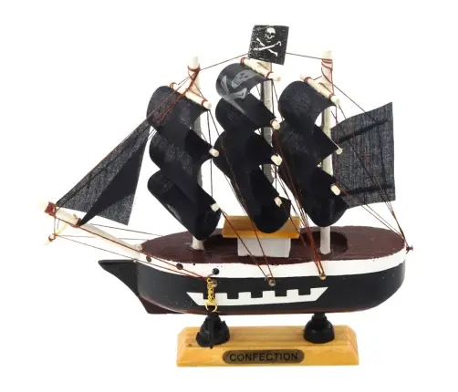 Collectible Model Decorative Pirate Sailing Ship Black 16x15cm