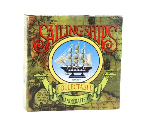 Collectible Model Decorative Sailing Ship White and Blue 18x17cm