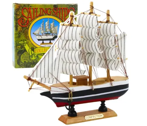 Collectible Model Decorative Sailing Ship Black and White 21x21cm
