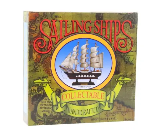 Collectible Model Decorative Three-masted Sailing Ship White 24x23cm