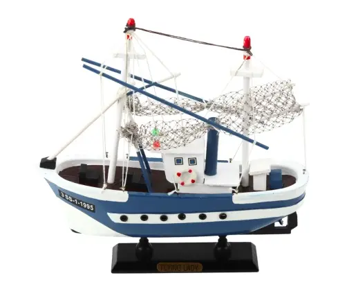 Collectible Model Ship Fishing Boat Flying Lady Blue 24x23cm