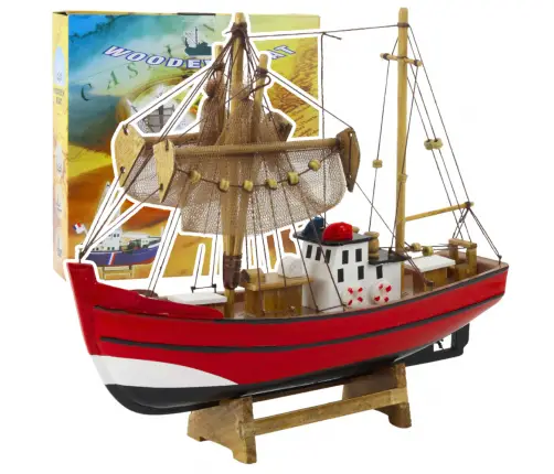Collectible Decorative Model Fishing Boat Red 30x26cm Collectible Decorative Model Fishing Boat Red 30x26cm
