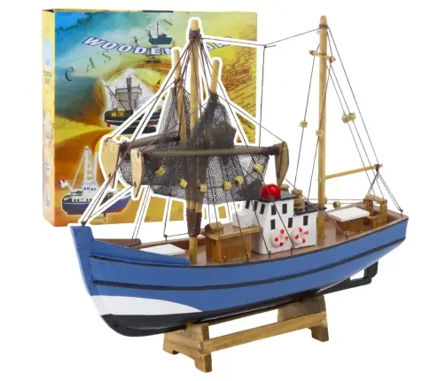 Collectible Decorative Model Fishing Boat Ship Blue 30x26cm Collectible Decorative Model Fishing Boat Ship Blue 30x26cm