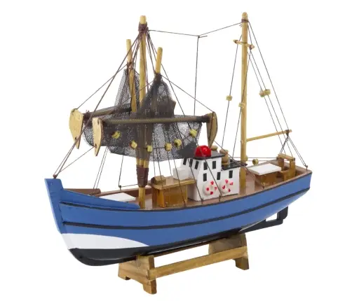 Collectible Decorative Model Fishing Boat Ship Blue 30x26cm Collectible Decorative Model Fishing Boat Ship Blue 30x26cm