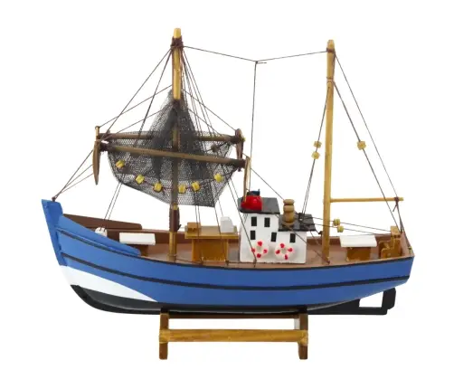 Collectible Decorative Model Fishing Boat Ship Blue 30x26cm Collectible Decorative Model Fishing Boat Ship Blue 30x26cm