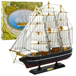 Collectible Model Decorative Three-masted Sailing Ship Black 39x36cm Collectible Model Decorative Three-masted Sailing Ship Black 39x36cm