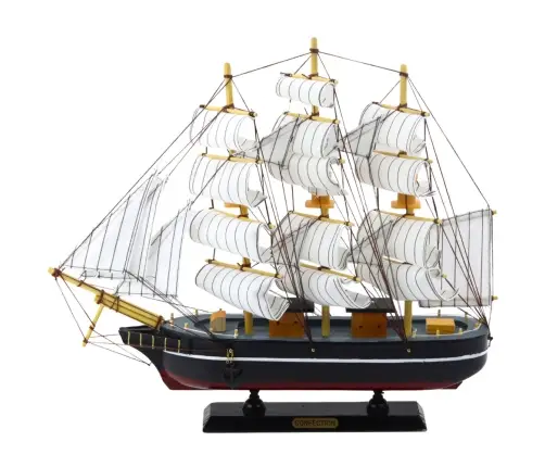 Collectible Model Decorative Three-masted Sailing Ship Black 39x36cm