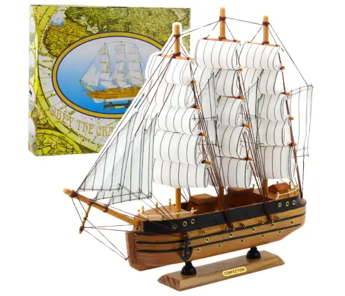 Collectible Model Decorative Three-masted Sailing Ship White 39x36cm Collectible Model Decorative Three-masted Sailing Ship White 39x36cm