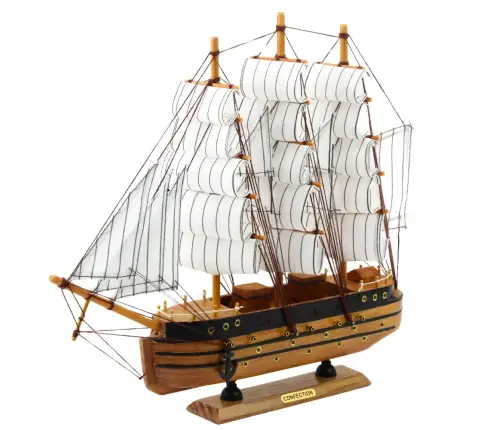 Collectible Model Decorative Three-masted Sailing Ship White 39x36cm Collectible Model Decorative Three-masted Sailing Ship White 39x36cm