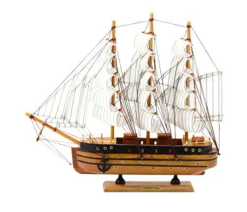 Collectible Model Decorative Three-masted Sailing Ship White 39x36cm Collectible Model Decorative Three-masted Sailing Ship White 39x36cm
