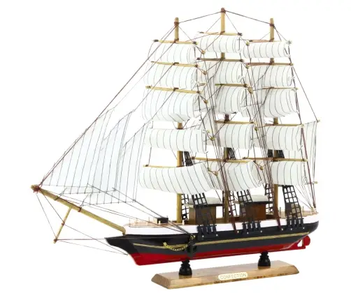 Collectible Model Decorative Three-masted Sailing Ship White 53x45cm