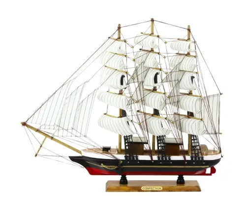 Collectible Model Decorative Three-masted Sailing Ship White 53x45cm