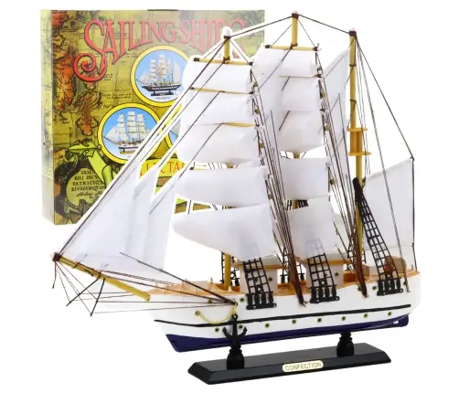 Collectible Decorative Model Sailing Ship Frigate White 49x43cm Collectible Decorative Model Sailing Ship Frigate White 49x43cm