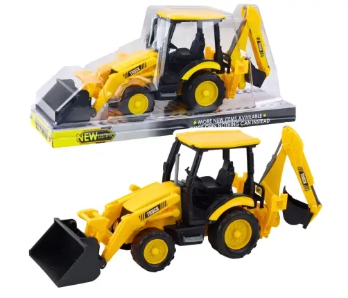 Construction Excavator With Drive Movable Two Buckets Yellow