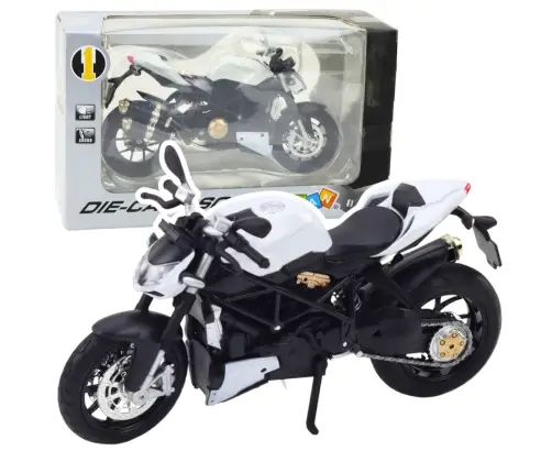 Sports Motorcycle Metal Lights Sounds White 1:12