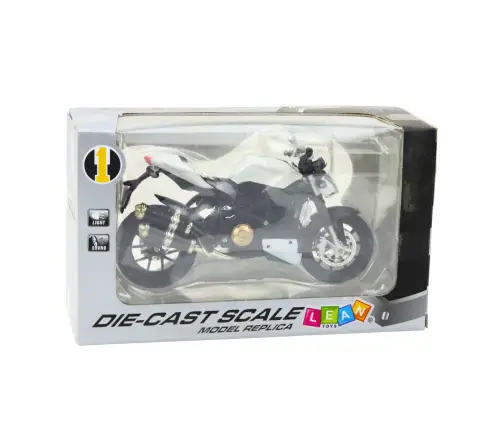 Sports Motorcycle Metal Lights Sounds White 1:12