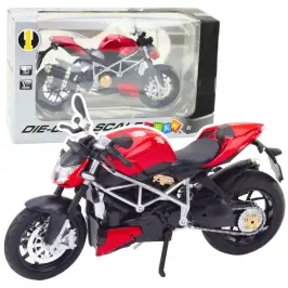 Sports Motorcycle Metal Lights Sounds Silver Elements Red 1:12 Sports Motorcycle Metal Lights Sounds Silver Elements Red 1:12