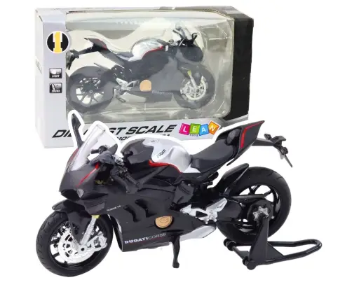 Sports Motorcycle Metal Lights Sounds Silver Elements Black V4 1:12
