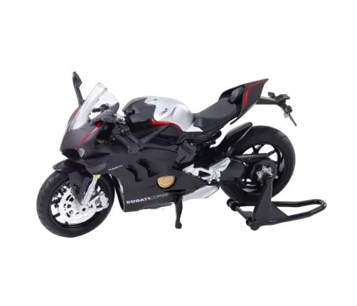 Sports Motorcycle Metal Lights Sounds Silver Elements Black V4 1:12