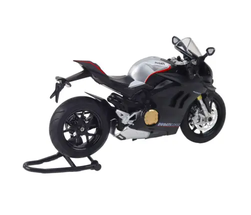 Sports Motorcycle Metal Lights Sounds Silver Elements Black V4 1:12