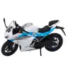Sports Motorcycle Metal Lights Sounds White Blue 1:12