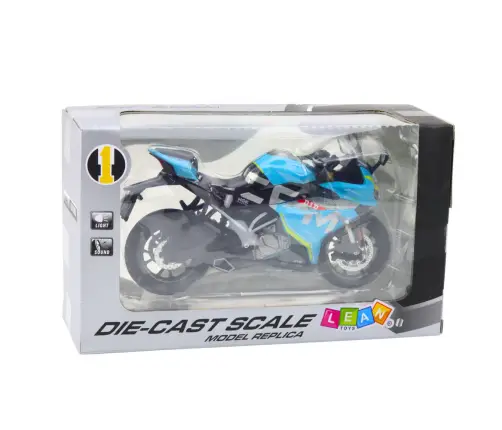 Sports Motorcycle Metal Lights Sounds Blue 1:12