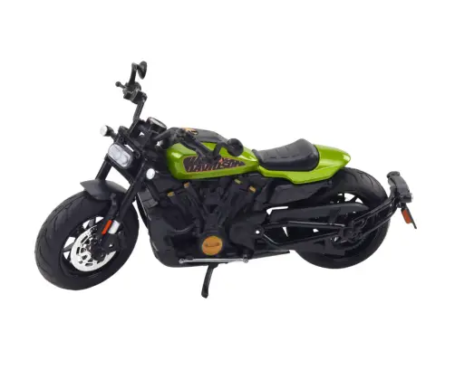 Motorcycle Chopper Metal Lights Sounds Black Green Elements 1:12