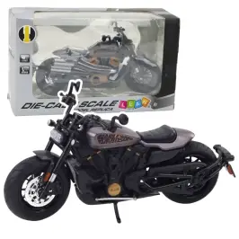 Chopper Motorcycle Metal Lights Sounds Black Gray Elements 1:12