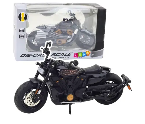 Motorcycle Chopper Metal Lights Sounds Black Gold Elements 1:12
