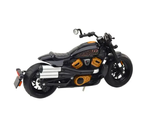 Motorcycle Chopper Metal Lights Sounds Black Gold Elements 1:12